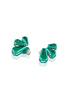 Gold Plated Green Doublet Stone Stud Earrings