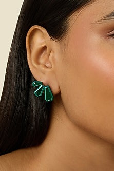 Gold Plated Green Doublet Stone Stud Earrings