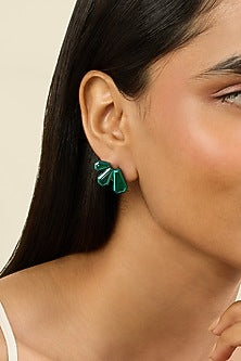 Gold Plated Green Doublet Stone Stud Earrings