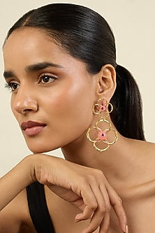 Gold Plated Crystal & Zircon Dangler Earrings