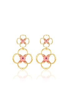 Gold Plated Crystal & Zircon Dangler Earrings