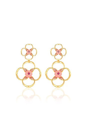 Gold Plated Crystal & Zircon Dangler Earrings