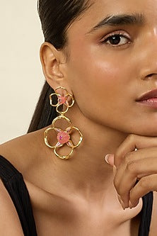 Gold Plated Crystal & Zircon Dangler Earrings
