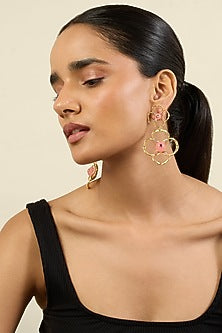 Gold Plated Crystal & Zircon Dangler Earrings