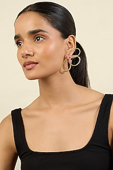 Gold Plated Crystal & Zircon Stud Earrings