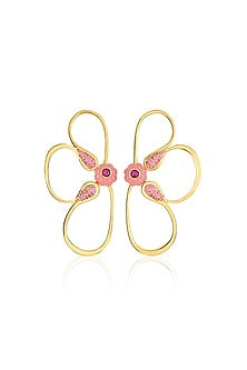Gold Plated Crystal & Zircon Stud Earrings