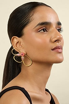 Gold Plated Crystal & Zircon Stud Earrings