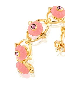 Gold Plated Pink Crystal & Zircon Hoop Earrings