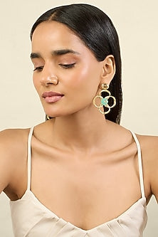 Gold Plated Turquoise Stone Dangler Earrings