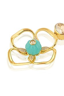 Gold Plated Turquoise Stone Dangler Earrings