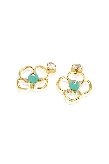 Gold Plated Turquoise Stone Dangler Earrings