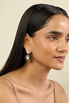 Gold Plated Black Crystal & Zircon Dangler Earrings