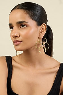 Gold Plated Pink Crystal & Zircon Dangler Earrings