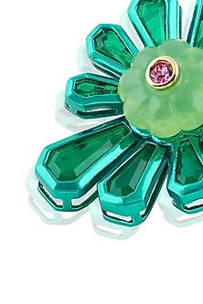 Black Rhodium Finish Crystal Zirconia & Green Stone Stud Earrings