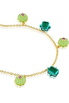Gold Plated Crystal Zirconia & Green Doublet Stone Choker Necklace