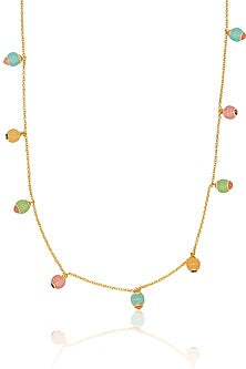 Gold Plated Crystal Zirconia & Multi-Colored Stone Long Necklace