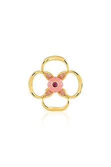 Gold Plated Crystal Zirconia & Pink Stone Ring