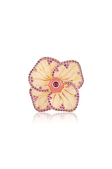 Gold Plated Crystal Zirconia & Pink Stone Ring