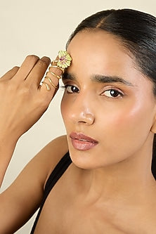 Gold Plated Crystal Zirconia Floral Ring