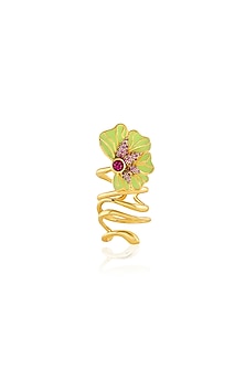 Gold Plated Crystal Zirconia Floral Ring