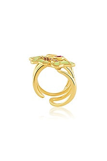 Gold Plated Crystal Zirconia Floral Ring