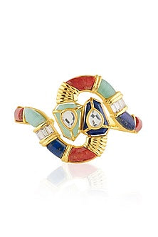 Gold Plated Amazonite & Crystal Cuff Bracelet