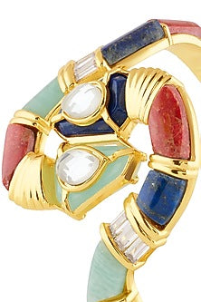 Gold Plated Amazonite & Crystal Cuff Bracelet