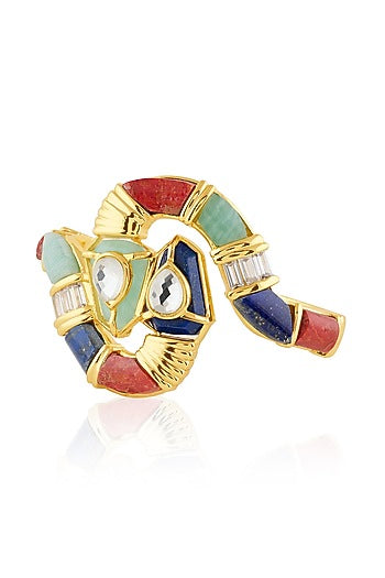 Gold Plated Amazonite & Crystal Cuff Bracelet