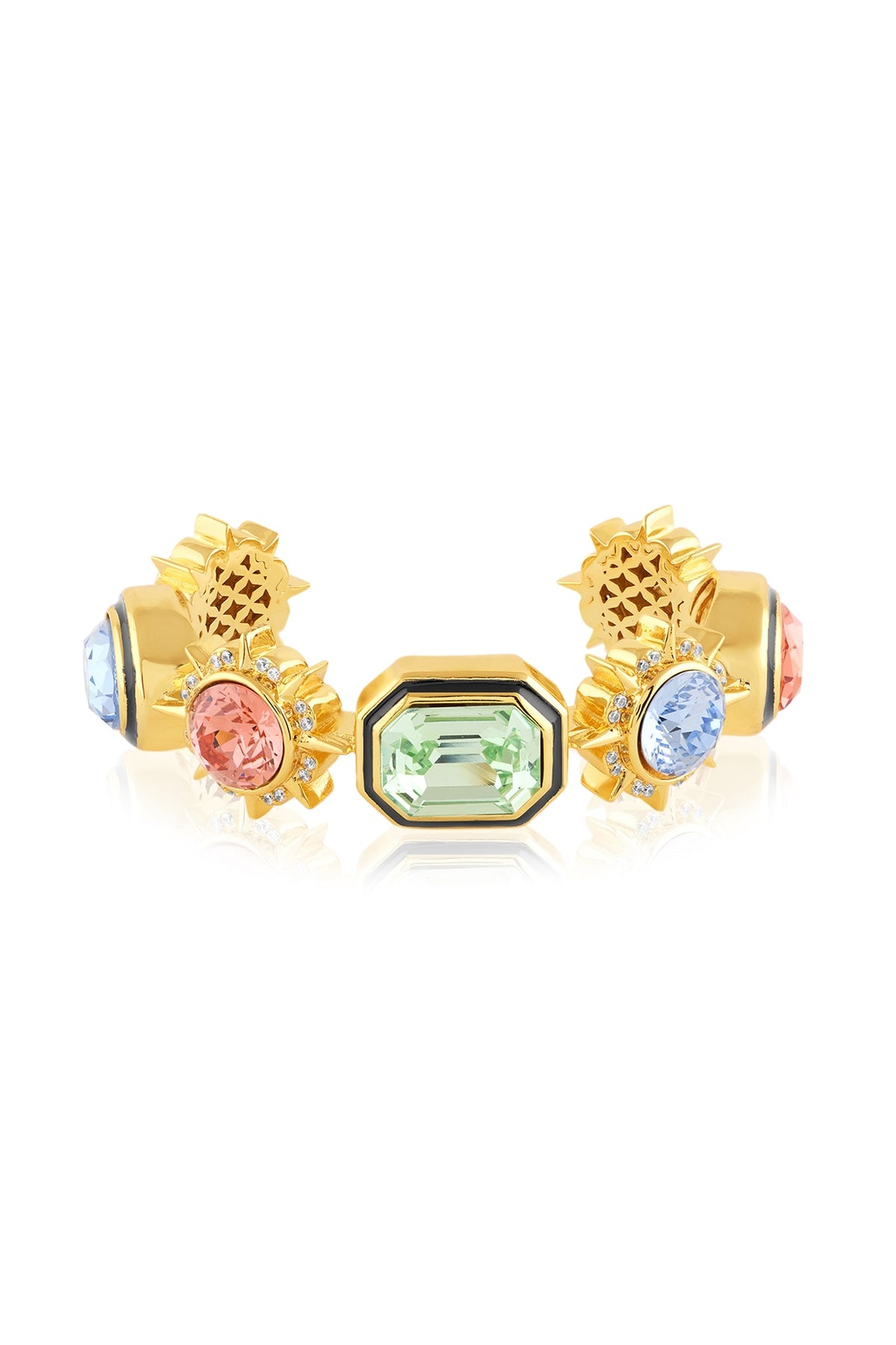Gold Plated Multi-Colored Crystal Statement Bracelet