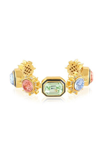 Gold Plated Multi-Colored Crystal Statement Bracelet