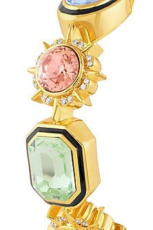 Gold Plated Multi-Colored Crystal Statement Bracelet