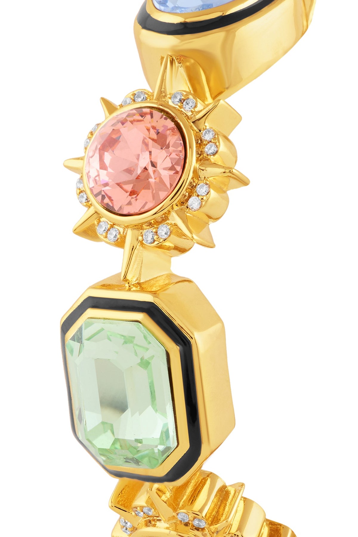 Gold Plated Multi-Colored Crystal Statement Bracelet