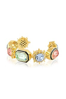 Gold Plated Multi-Colored Crystal Statement Bracelet