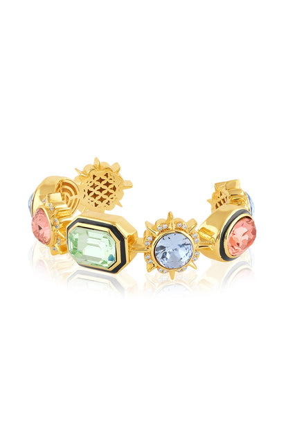 Gold Plated Multi-Colored Crystal Statement Bracelet
