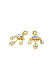 Gold Plated Green Crystal Dangler Earrings