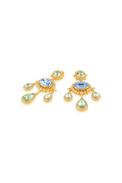 Gold Plated Green Crystal Dangler Earrings