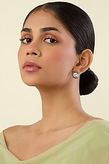 Gold Plated White Crystal Stud Earrings