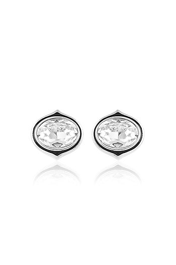 Gold Plated White Crystal Stud Earrings