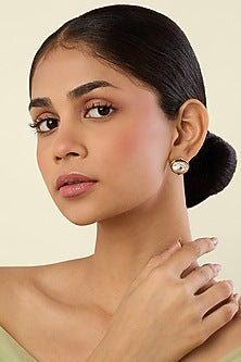 Gold Plated White Crystal Stud Earrings