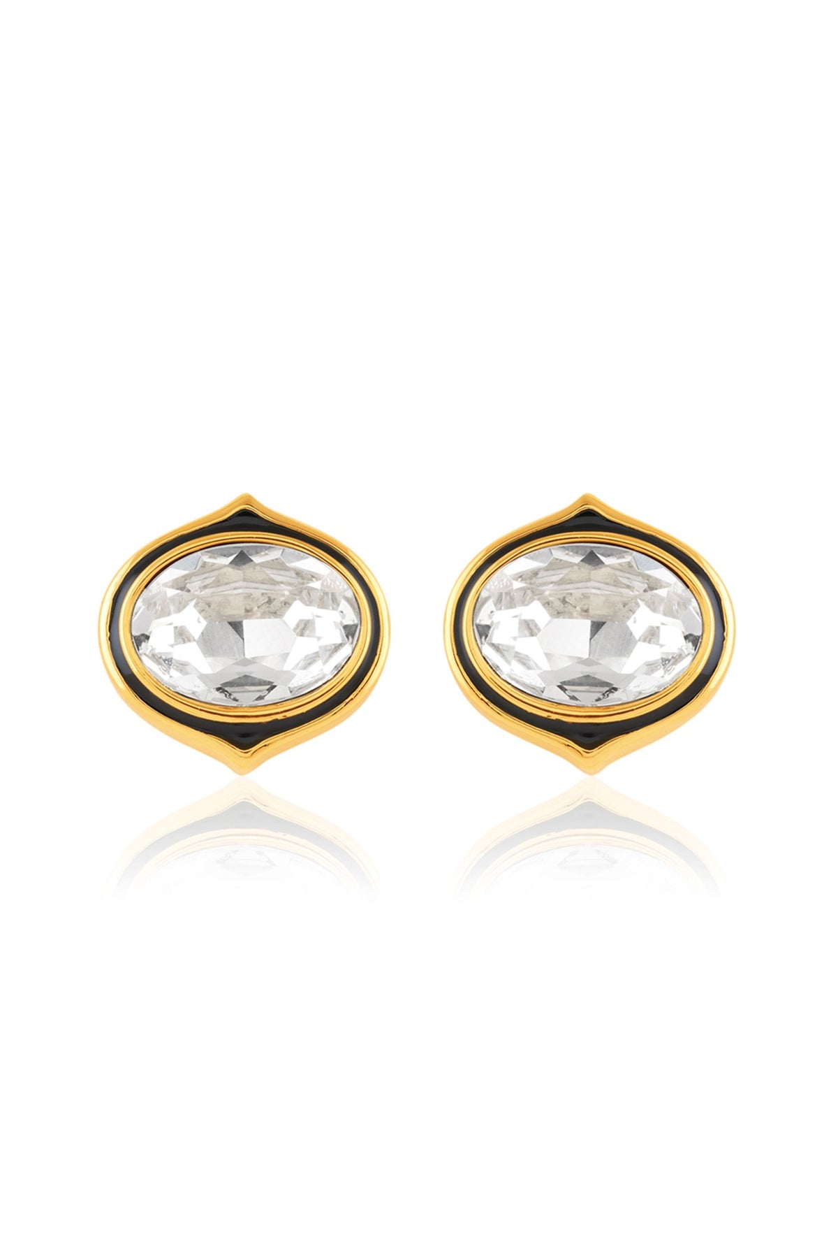 Gold Plated White Crystal Stud Earrings