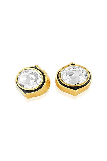 Gold Plated White Crystal Stud Earrings