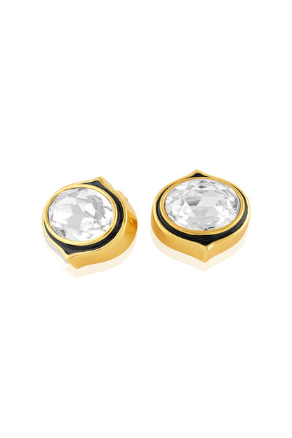 Gold Plated White Crystal Stud Earrings