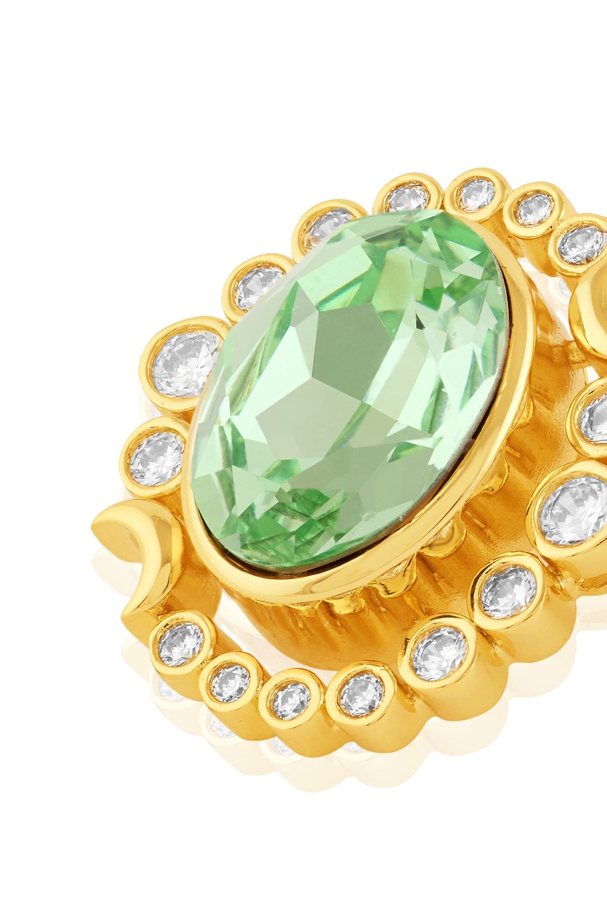 Gold Plated Green Crystal Stud Earrings