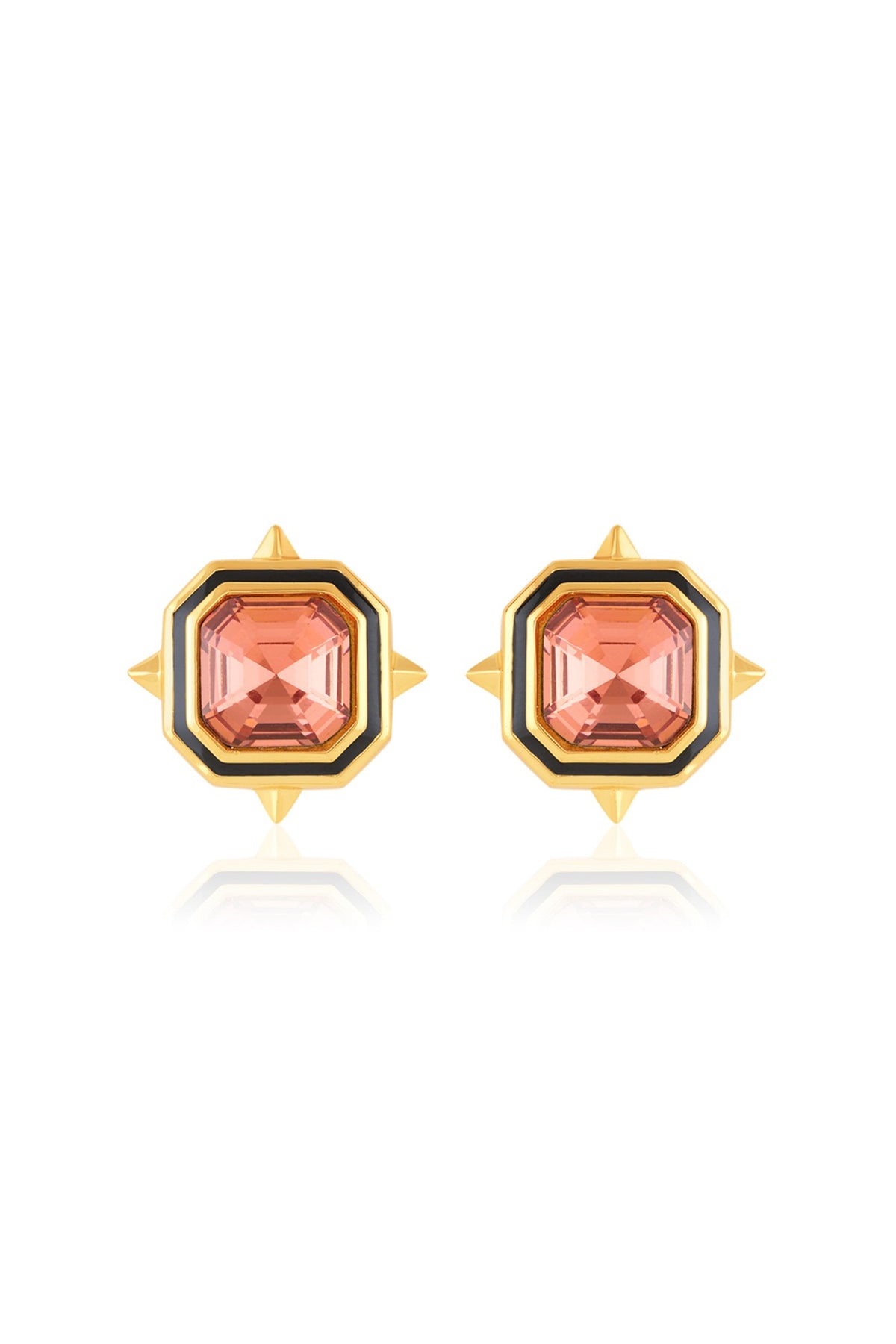Gold Plated Red Crystal Stud Earrings