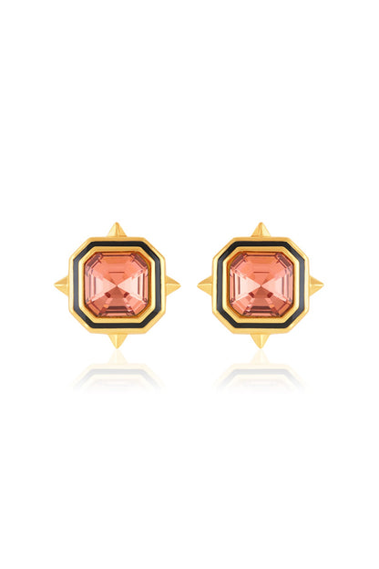 Gold Plated Red Crystal Stud Earrings