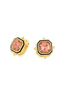 Gold Plated Red Crystal Stud Earrings