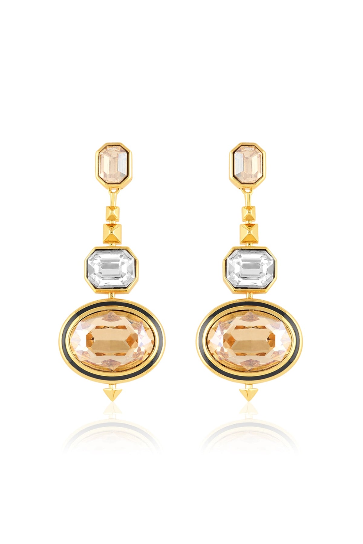Gold Plated Yellow Crystal Dangler Earrings