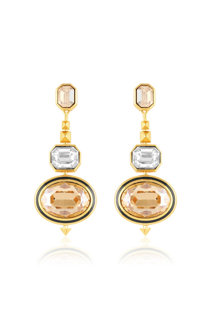 Gold Plated Yellow Crystal Dangler Earrings