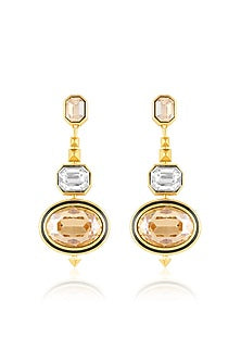 Gold Plated Yellow Crystal Dangler Earrings