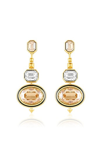 Gold Plated Yellow Crystal Dangler Earrings